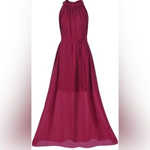 Medium wine red chiffon maxi dress